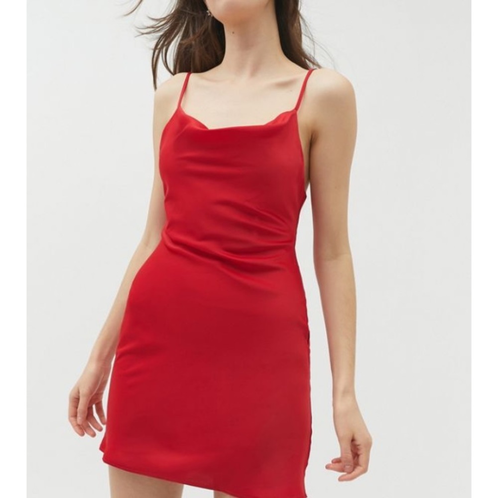 NEW Urban Outfitters Red Cowl Neck Mini Dress